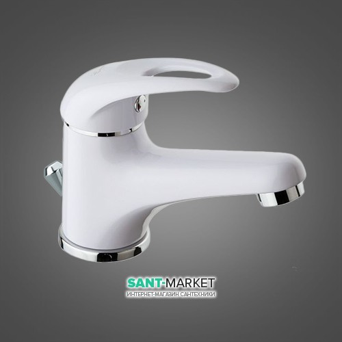 Смеситель для раковины однорычажный с донным клапаном EMMEVI коллекция Giglio хром/белый BC8003GTC