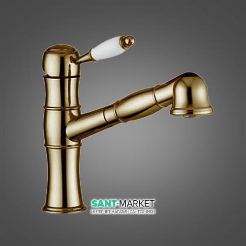 Смеситель для кухни с выдвижной лейкой EMMEVI LAGUNA однорычажный ретростиль бронза BR 40065A
