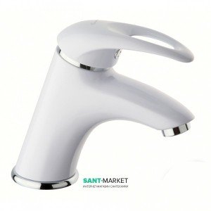 Змішувач для раковини одноважеля з донним клапаном EMMEVI колекція Luxor хром / білий BC7003R