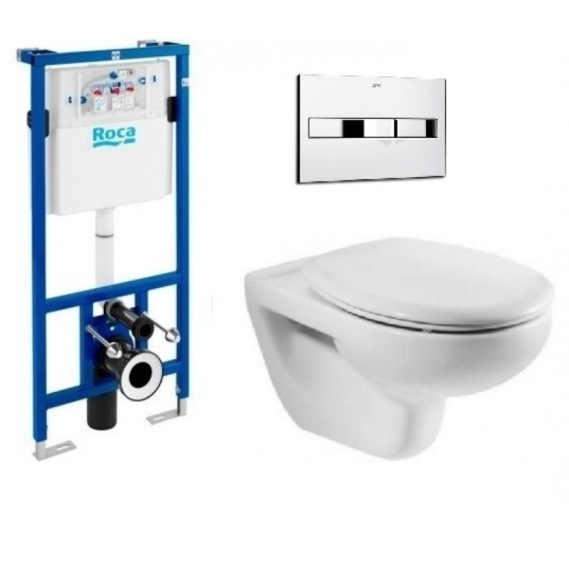 Унитаз подвесной Roca Victoria A34630300S+801392004 + Инсталляция Roca Pro Victoria 89009000V + Кнопка Roca Pro PL2 Dual 890096001