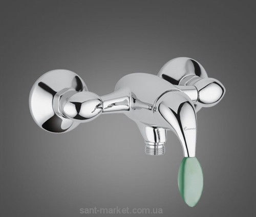 Смеситель для душа настенный однорычажный EMMEVI коллекция Trilly хром/зеленый CV51002