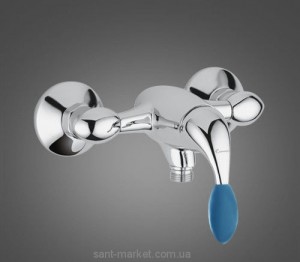 Смеситель для душа настенный однорычажный EMMEVI коллекция Trilly хром/синий CBL51002