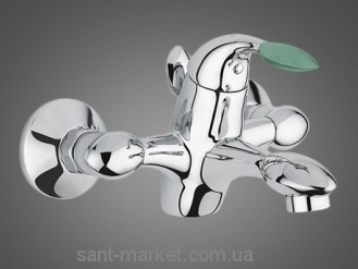 Змішувач одинважільний для ванни з коротким виливом EMMEVI колекція Trilly хром / зелений CV51001