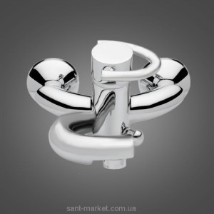 Смеситель однорычажный для ванны с коротким изливом EMMEVI коллекция Twist сатин/хром CS6601