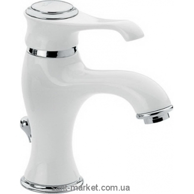 Змішувач для раковини одноважеля з донним клапаном EMMEVI колекція Tiffany хром / білий BC6003