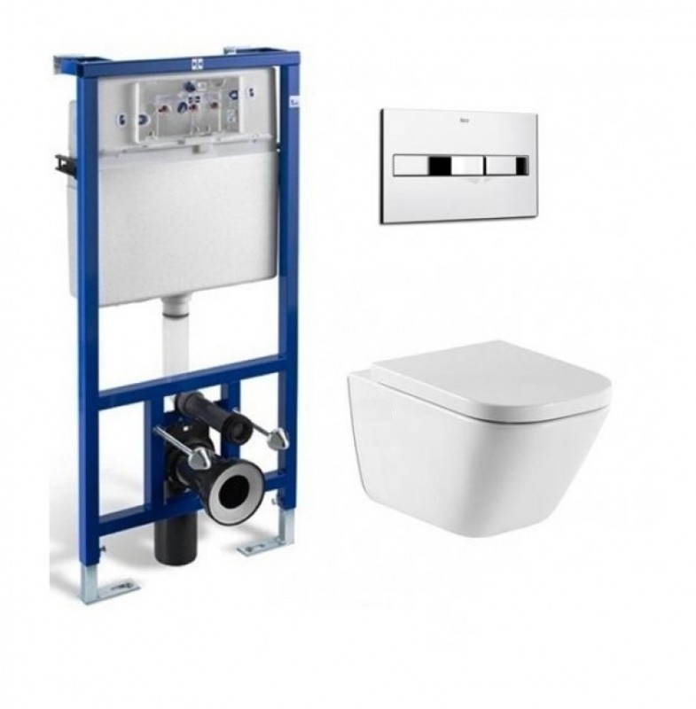 Унитаз подвесной Roca Gap A34647L+A80147 + Инсталляция Roca Pro A89009 + Кнопка Roca A890096