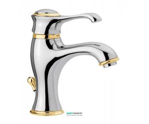 Змішувач для раковини одноважеля з донним клапаном EMMEVI колекція Tiffany хром / золото CO6003