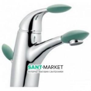 Змішувач для раковини одноважеля з донним клапаном EMMEVI колекція Trilly зелений CV51003