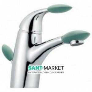 Смеситель для раковины однорычажный с донным клапаном EMMEVI коллекция Trilly зеленый CV51003