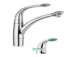 Смеситель для кухни Emmevi Trilly однорычажный ретростиль хром-зеленый CV51007