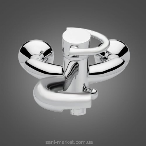 Смеситель однорычажный для ванны с коротким изливом EMMEVI коллекция Twist сатин/хром CS6601