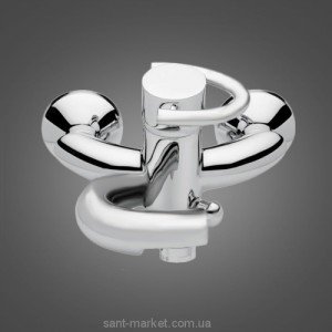 Смеситель однорычажный для ванны с коротким изливом EMMEVI коллекция Twist сатин/хром CS6601