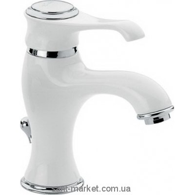 Смеситель для раковины однорычажный с донным клапаном EMMEVI коллекция Tiffany хром/белый BC6003