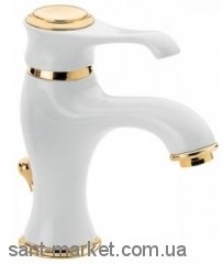 Змішувач для раковини одноважеля з донним клапаном EMMEVI колекція Tiffany білий / золото BO6003