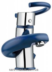 Смеситель для раковины однорычажный с донным клапаном EMMEVI коллекция Twist синий CBL6603