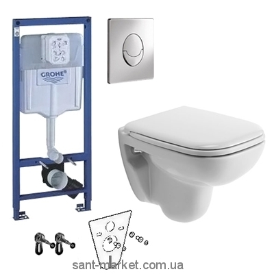 Унитаз подвесной укороченный Duravit D-Code 22110900002+0067390000 + Комплект 3 в 1 Grohe Rapid SL 38750001