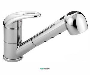 Смеситель для кухни с выдвижной лейкой Emmevi Alexa однорычажный никель NS24065