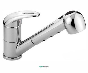 Смеситель для кухни с выдвижной лейкой Emmevi Alexa однорычажный никель NS24065