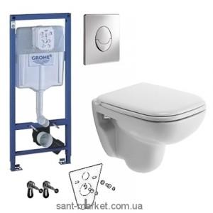 Унитаз подвесной укороченный Duravit D-Code 22110900002+0067390000 + Комплект 3 в 1 Grohe Rapid SL 38750001