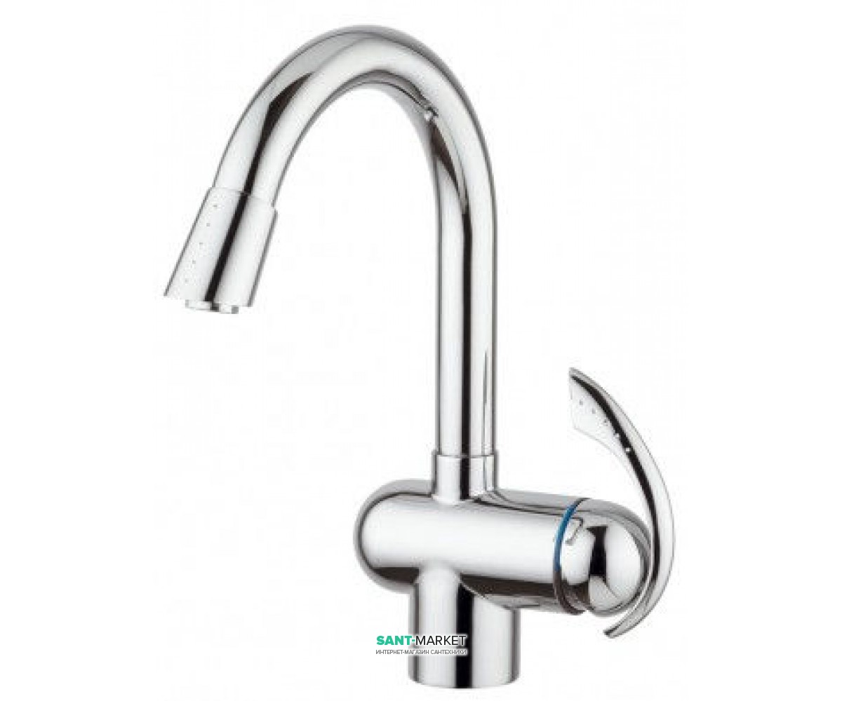 Смеситель для кухни в выдвижной лейкой Emmevi Ramses однорычажный мат-хром SC72066