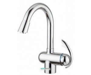 Смеситель для кухни в выдвижной лейкой Emmevi Ramses однорычажный мат-хром SC72066