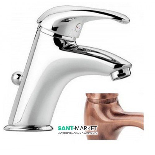 Смеситель для раковины однорычажный с донным клапаном EMMEVI коллекция Anubis медь RA7003R