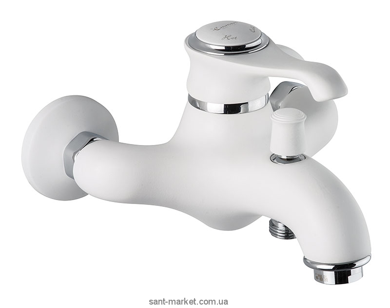 Змішувач одинважільний для ванни з коротким виливом EMMEVI колекція Tiffany хром / білий BC6001