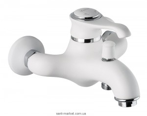 Смеситель однорычажный для ванны с коротким изливом EMMEVI коллекция Tiffany хром/белый BC6001