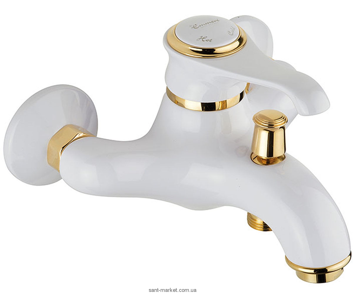 Змішувач одинважільний для ванни з коротким виливом EMMEVI колекція Tiffany білий / золото BO6001