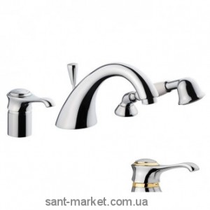 Смеситель однорычажный на борт ванны с душем EMMEVI коллекция Tiffany хром/золото CO60120