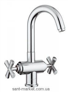 Смеситель для раковины двухвентильный с донным клапаном высокий EMMEVI Spirit New хром CR31003 гор