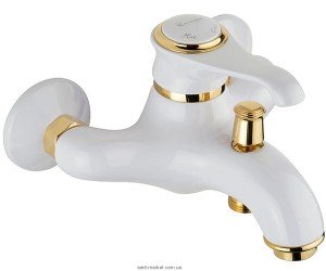 Смеситель однорычажный для ванны с коротким изливом EMMEVI коллекция Tiffany белый/золото BO6001
