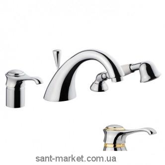 Смеситель однорычажный на борт ванны с душем EMMEVI коллекция Tiffany хром/золото CO60120