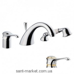 Смеситель однорычажный на борт ванны с душем EMMEVI коллекция Tiffany хром/золото CO60120