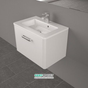 Тумба подвесная Буль-Буль Fiji 692x395x420 с раковиной Annabelle искусственный камень белый Bali 700