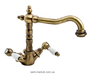 Змішувач для раковини Двохважеля з донним клапаном Webert колекція Dorian бронза DO700301.065
