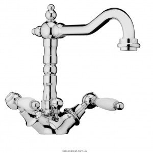 Змішувач для раковини Двохважеля з донним клапаном Webert колекція Dorian хром DO700301.015