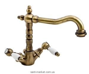 Змішувач для раковини Двохважеля з донним клапаном Webert колекція Dorian бронза DO700301.065