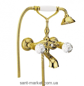 Смеситель двухвентильный с камнями Сваровски с душем Webert коллекция Karenina золото KA720201.010