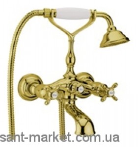 Смеситель двухвентильный с душем Webert коллекция Ottocento золото OT720201.010