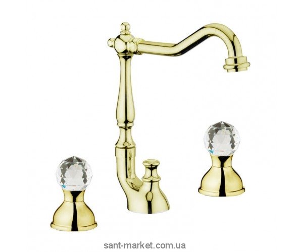 Смеситель для раковины двухвентильный Webert коллекция Karenina золото KA750202.010