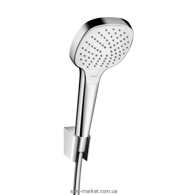Душовий гарнітур з настінним тримачем Hansgrohe колекція Croma Select E Vario хром / білий 26425400