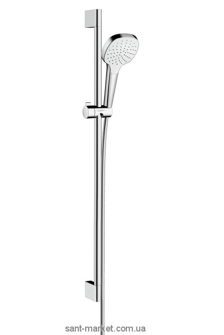 Душевой гарнитур со штангой Hansgrohe коллекция Croma Select E EcoSmart хром/белый 26595400