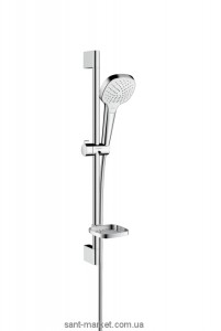 Душевой гарнитур со штангой Hansgrohe коллекция Croma Select E Vario с мыльницей хром/белый 26586400
