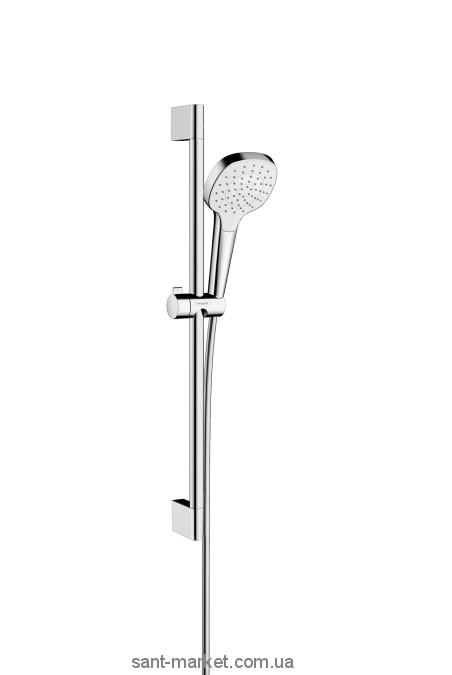 Душевой гарнитур со штангой Hansgrohe коллекция Croma Select E EcoSmart хром/белый 26585400