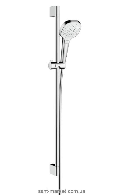 Душевой гарнитур со штангой Hansgrohe коллекция Croma Select E Vario EcoSmart хром/белый 26593400