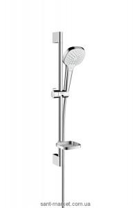 Душовий гарнітур зі штангою Hansgrohe колекція Croma Select E Vario з мильницею хром / білий 26586400