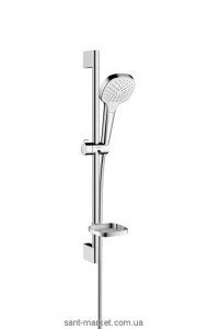 Душовий гарнітур зі штангою Hansgrohe колекція Croma Select E Vario з мильницею хром / білий 26586400