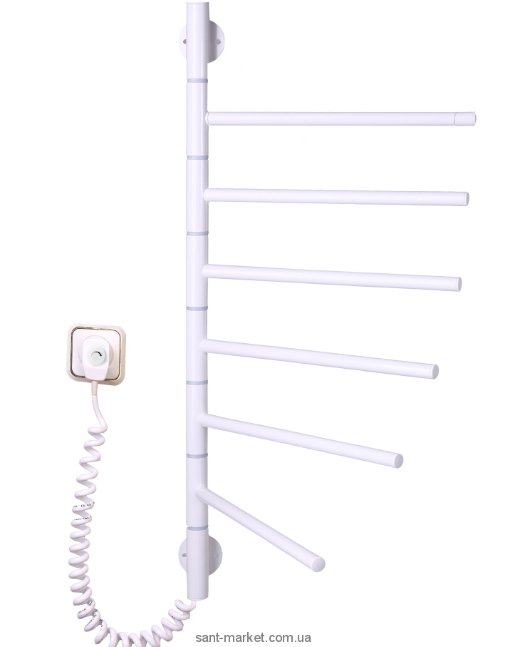 Электрический полотенцесушитель Elna 430х690х50 Е-образный Векртикаль-6 поворотная (белая)