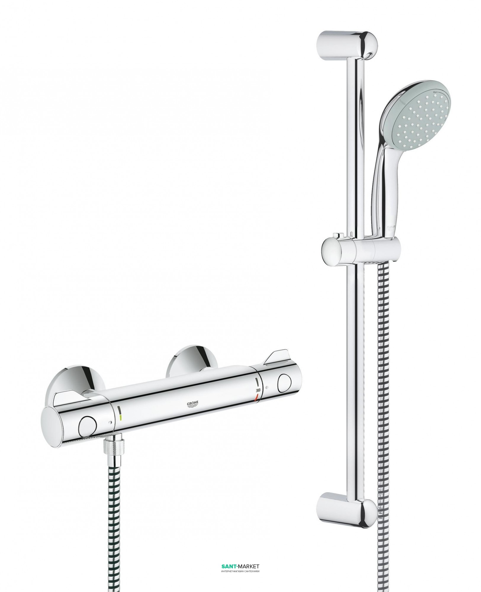 Термостат для душу Grohe Grohtherm 800 з душовим гарнітуром (штанга 600 мм) хром 34565000